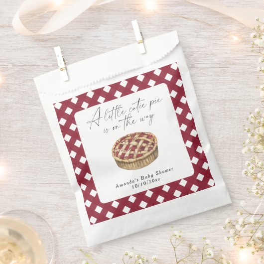 水彩小さなかわいこちゃんパイ赤ちゃんシャワー フェイバーバッグ (クリップ留めされた状態)