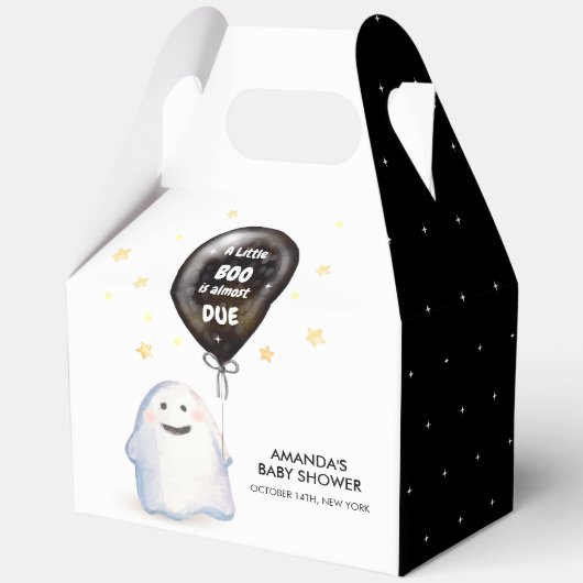 水彩小さなブー風船の赤ちゃんシャワー フェイバーボックス (正面)