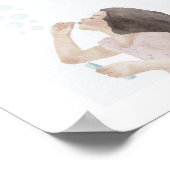 水彩小さな女の子吹のバブルポスター ポスター (角)