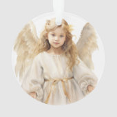 水彩小さな女の子天使 オーナメント (裏面)