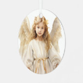 水彩小さな女の子天使 メタルオーナメント (正面左)
