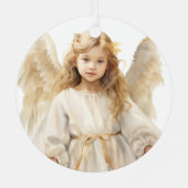 水彩小さな女の子天使 メタルオーナメント (裏面)