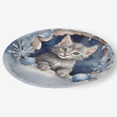 水彩小さな子猫の冬の赤ちゃんシャワー ペーパープレート (アングル)