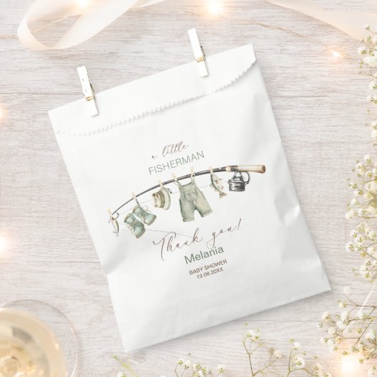 水彩小さな漁師のベビーsPaper Plat フェイバーバッグ (クリップ留めされた状態)