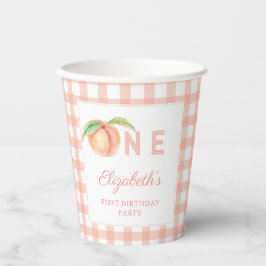 水彩小さな甘い桃は1歳の誕生日 紙コップ