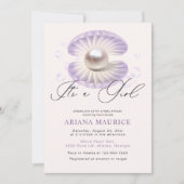 水彩小さな真珠その女の子の赤ちゃんシャワー 招待状 (正面)