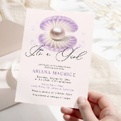 水彩小さな真珠その女の子の赤ちゃんシャワー 招待状