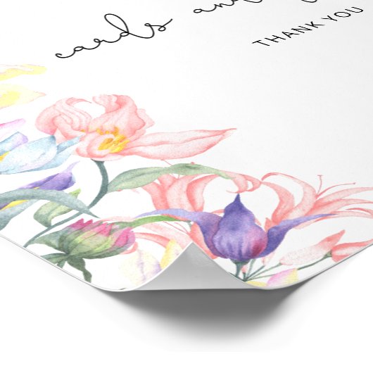 水彩小さな花の本のカードやギフト ポスター (角)