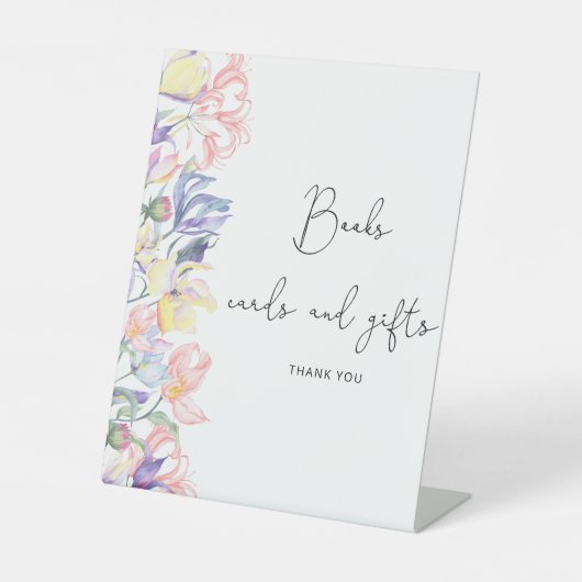 水彩小さな花の本のカードやギフト 台座サイン (正面)