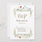 水彩小さな野草牧草地フレームsvp 招待状 (正面)