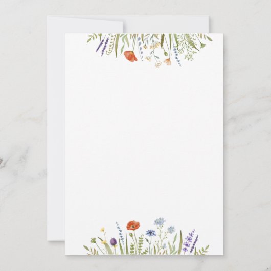 水彩小さな野草牧草地フレームsvp 招待状 (裏面)