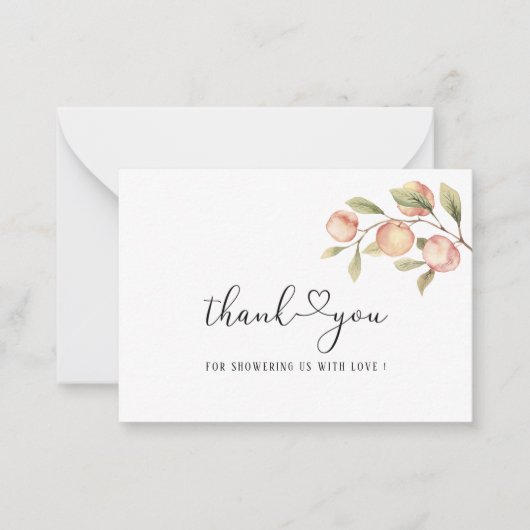 水彩小エレガント桃の赤ちゃんシャワー感謝してい ノートカード (正面)