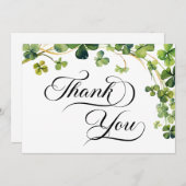 水彩小シャムロックスクリプトベビーシャワー サンキューカード (正面/裏面)