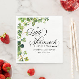 水彩小シャムロックスクリプトベビーシャワー スタンダードランチョンナプキン