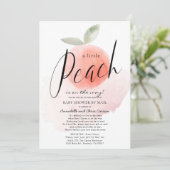水彩小ピーチピンク赤ちゃんシャワーbyメール 招待状 (スタンド正面)