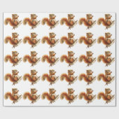 水彩小リス動物自然アート ラッピングペーパー (フラット)