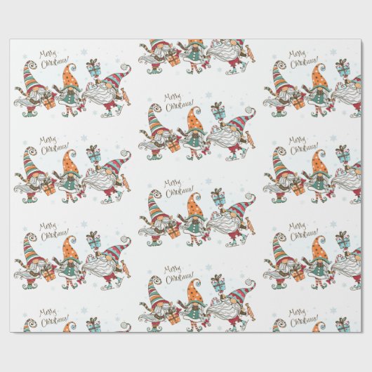 水彩小人リトルメリークリスマス小妖精や小人格言 ラッピングペーパー (フラット)