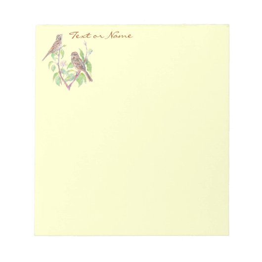 水彩小雀の鳥 ノートパッド (正面)