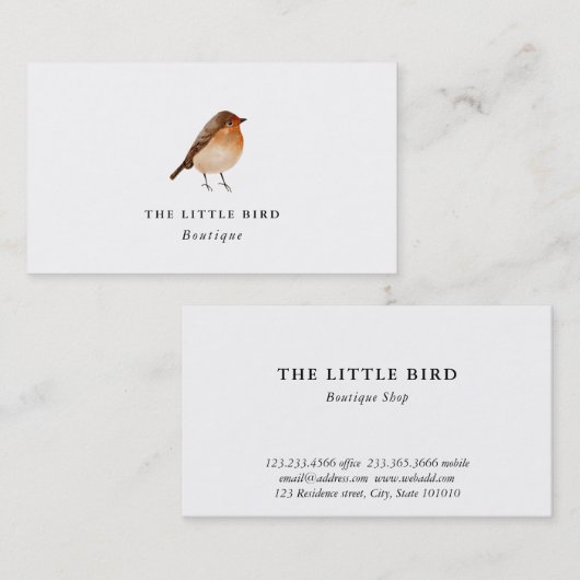 水彩小鳥 |ロビン 名刺 (正面/裏面)