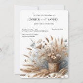 水彩小麦エレガント素朴秋の結婚式 招待状 (正面)