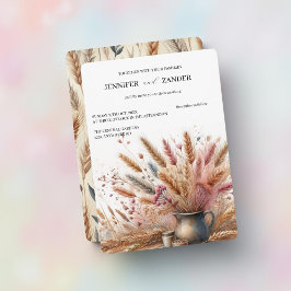 水彩小麦エレガント素朴秋の結婚式 招待状