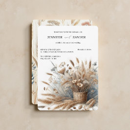 水彩小麦エレガント素朴秋の結婚式 招待状