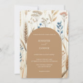 水彩小麦エレガント素朴秋の結婚式 招待状 (正面)