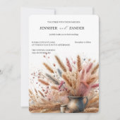 水彩小麦エレガント素朴秋の結婚式 招待状 (正面)