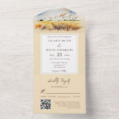 水彩小麦フィールドウェスタン結婚ズ オールインワン招待状 (内側)