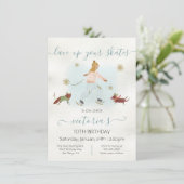 水彩少女の氷スケートで滑る雪の誕生日パーティーで 招待状 (スタンド正面)