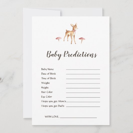 水彩少女の鹿の白い赤ちゃんシャワー予測 (正面)