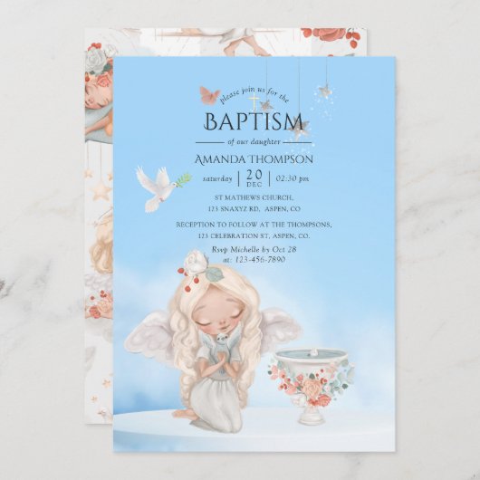 水彩少女エンジェルバプテスマ 招待状 (正面/裏面)