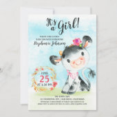 水彩少女カウベビーシャワーファーム招待状 招待状 (正面)