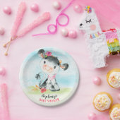 水彩少女カウベビーシャワーファーム ペーパープレート (パーティー)