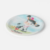 水彩少女カウベビーシャワーファーム ペーパープレート (アングル)