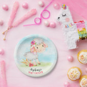 水彩少女ヒツジ赤ちゃんシャワーファーム ペーパープレート (パーティー)