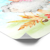 水彩少女ヒツジ赤ちゃんシャワーファーム ポスター (角)