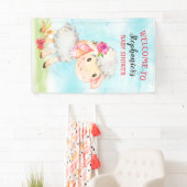 水彩少女ヒツジ赤ちゃんシャワーファーム 横断幕 (インサイチュ)