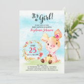 水彩少女ピギーベビーシャワーファーム招待状 招待状 (スタンド正面)
