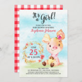 水彩少女ピギーベビーシャワーファーム招待状 招待状 (正面/裏面)