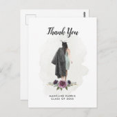 水彩少女フローラカスタム写真卒業 ポストカード (正面/裏面)