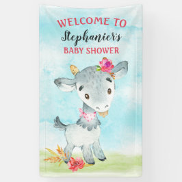 水彩少女ヤギ赤ちゃんシャワーファーム 横断幕