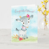 水彩少女ヤギ農場 カード (黄色い花)