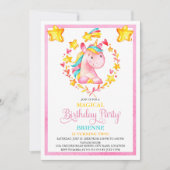 水彩少女ユニコーン誕生日パーティー 招待状 (正面)