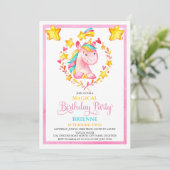水彩少女ユニコーン誕生日パーティー 招待状 (スタンド正面)