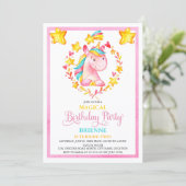 水彩少女ユニコーン誕生日パーティー 招待状 (スタンド正面)