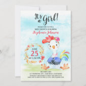 水彩少女ローストベビーシャワーファーム招待状 招待状 (正面)