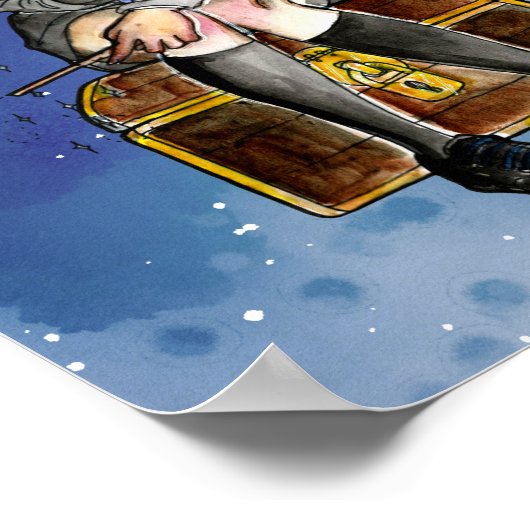 水彩少女10代の魔女マンガイラストレーション ポスター (角)