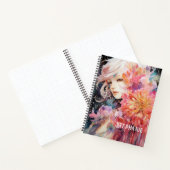 水彩少女、明るい色、名前をカスタムする ノートブック (内部)