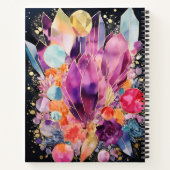 水彩少女、明るい色、名前をカスタムする ノートブック (裏面)